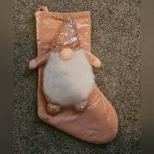 NEW! Rose Pink GNOME Stocking Sequin Sparkle Christmas Decor Brand New